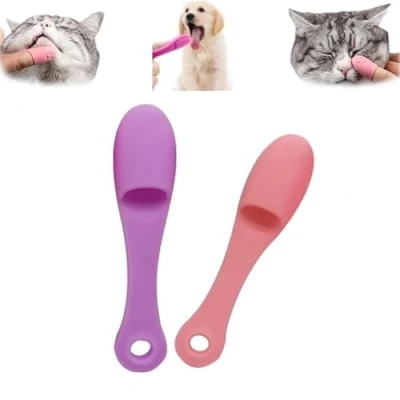 Image of Cat Chin Brush,Silicone Scrubber for Cats Cleaner,Finger Brush Silicone Pet Toothbrush, Finger Toothbrush Dental Care,Finger Brushes Suitable Puppies and (A 2pcs)