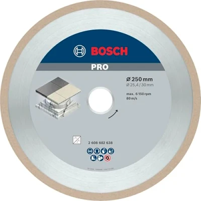 Image of Bosch 1x PRO Ceramic Diamond Cutting Disc for Bore 25.4 and Tile Cutters (for tiles, Hard Ø 250 mm, Professional Accessory Table Saw)