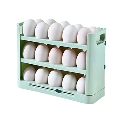 Image of tinysiry Egg Holder Storage Fridge, Large Capacity 30 Grid Box with Handle,Save Space Dispenser Kitchen Rack Tray Green