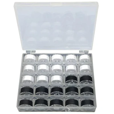 Image of Sewing Thread, Accessories, Thread for Machine, Bobbins Machine with Storage Case Box, 25pcs Black and White