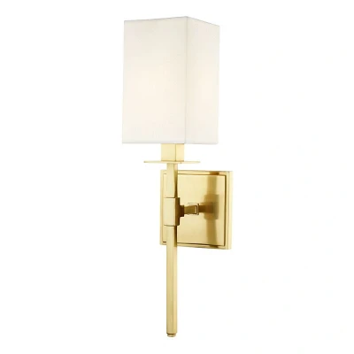 Image of Taunton 1 Light Wall Sconce Aged Brass with Off White Shade