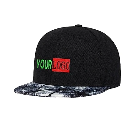 Image of Custom Logo &amp; Text Snapback Hat/Cap Embroidered Front Hip Hop Flat Bill HAt Personalized Brim Hats
