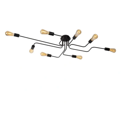 Image of Lester Classic Flush Ceiling Light 8xE27 Black