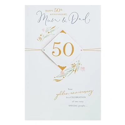 Image of UK Greetings Mum &amp; Dad 50th Anniversary Card With Envelope Traditional Design