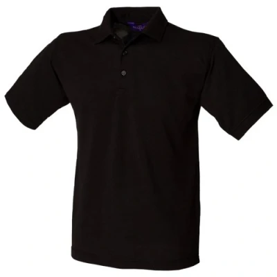 Image of Henbury Mens Short Sleeved 65/35 Pique Polo Shirt (L) (Black)