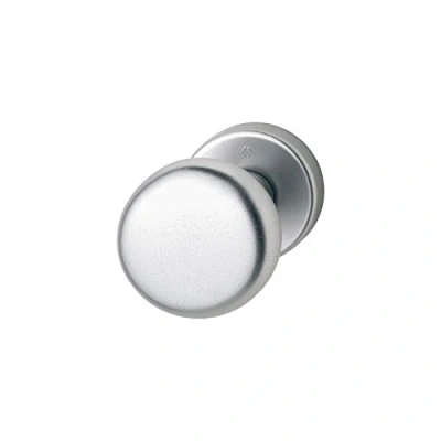 Image of Hoppe Door Knob on Round Rose Cylinder Aluminium Silver Anodised Fix Button Pack of 1