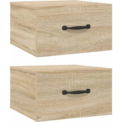 Image of vidaXL Wall mounted Bedside Cabinets 2 pcs Sonoma Oak 35x35x20 cm