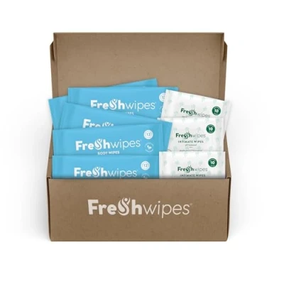 Image of FreshWipes Antibacterial Body &amp; Intimate Wipes Bundle 5 Packs Coconut 3 Biodegradable Wet Dermatologically Tested, Suitable for Elderly Disabled