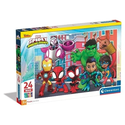 Image of Clementoni 24249 Supercolor Puzzle Marvel Spidey And His Amazing Friends 24 Maxi Pieces, Jigsaw For Kids Age 3, Cartoon, Made In Italy