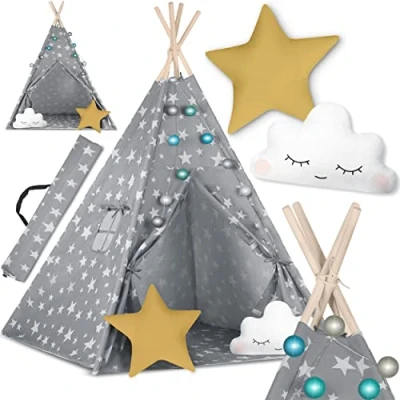 Image of Nukido 740120 Teepee, Grey with Stars