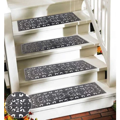 Image of EHC 1 x Victorian Wrought Iron Effect Outdoor/Indoor Non Slip Rubber Step Door Mat, 75 25 cm