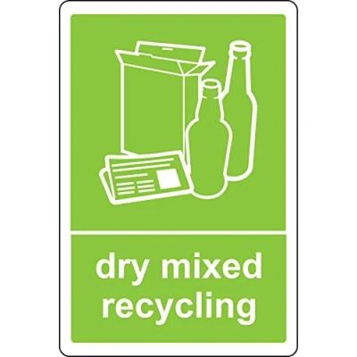 Image of Dry mixed recycling sign Self adhesive sticker (150mm x 100mm)
