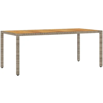 Image of vidaXL Garden Table with Acacia Wood Top Grey 190x90x75 cm Poly Rattan