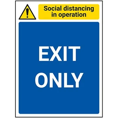 Image of V Safety SD In Operation Exit Only 150mm x 200mm Self Adhesive Vinyl