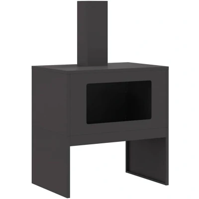 Image of vidaXL Fire Pit with Chimney Black 60x40x96 cm Steel