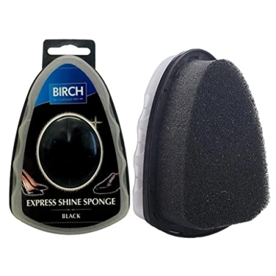 Image of Birch Express Shoe Shine Sponge Polish Gives Instant Gloss, For Leather Shoes Boots Bags, Perfect (Black)