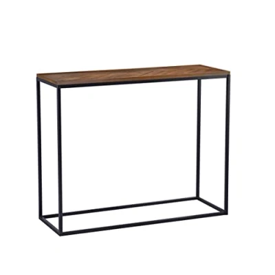 Image of Charles Bentley Industrial Chevron Console Contemporary Wood Metal Table H81.5xL35xW100cm