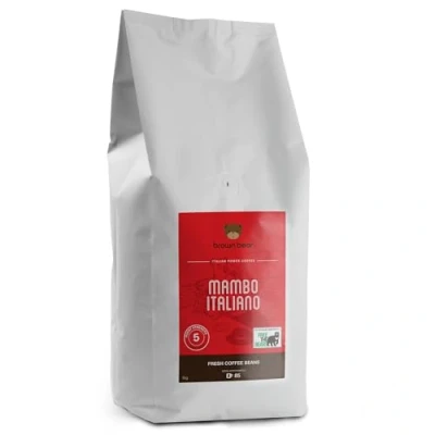 Image of Dark Roast Crema Strong Espresso Coffee Beans 1kg Brown Bear Mambo Italiano Blend Strength 5 For All Machines Donation to Free The Bears