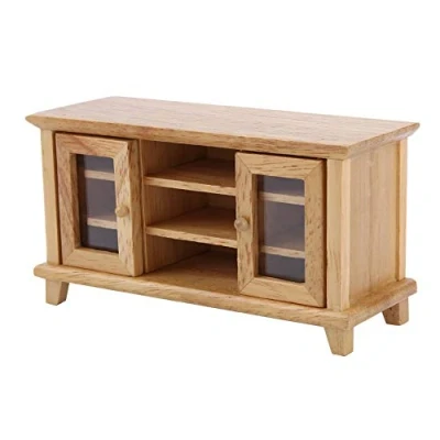 Image of Mootea Dollhouse Cabinet, 1/12 Scale Storage TV Cabinet Model Miniature Mini Wooden Furniture Children Gift (Wood Color)