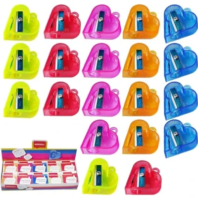 Image of iSharpy Plastic Pencil Sharpeners, Multicolour, Pack of 20, Single Hole Party Bag Fillers, School Home Office Use, iZOFAX Black Ball Pen