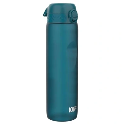 Image of Ion8 1 Litre Water Bottle with Times to Drink, Leak Proof, Flip Lid, Carry Handle, Dishwasher Safe, BPA Free, Soft Touch Contoured Grip, Ideal for Gym, Health and Fitness, 1000ml, Deep Teal