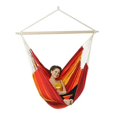 Image of Laminvale Ltd AMAZONAS oversized hanging chair Brasil Gigante Lava with crossbar made of FSC beech wood 140 cm to 200 kg colorful stripes