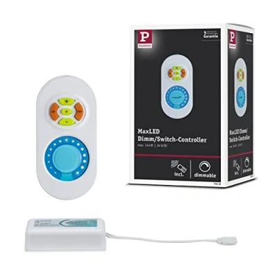 Image of Paulmann 70619 MaxLED dim/Switch Controller for LED Strip Remote Control Single Colour Strips incl. Radio max. 144W Accessory 8.5 x 4.5 2.25 cm