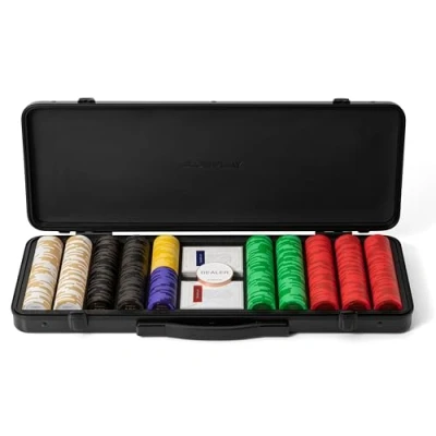 Image of SLOWPLAY Godel 14g Clay Poker Chips Set for Texas Hold’em, 500 PCS [with Numbered Values] Features a High end Chip case with Extra Durable German Polycarbonate Shell, Players