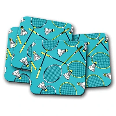Image of 4 Set Badminton Coaster Racket Shuttlecock Sports Fun Tennis #8828