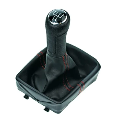 Image of L&amp;P 255 1 Gear Stick Cuff with Red Stitching and Knob + Frame Complete Kit Plug &amp; Play Replacement Part