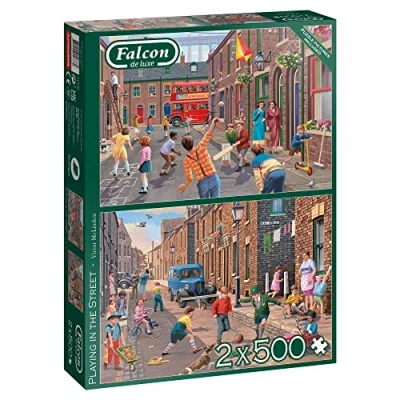 Image of Jumbo, Falcon de luxe Playing in the Street, Jigsaw Puzzles Adults, Multicolor, 2 x 500 piece