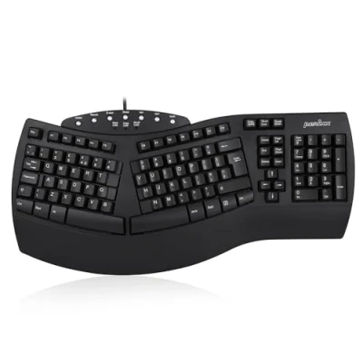 Image of Perixx 11524 PERIBOARD 512 Wired Ergonomic Natural Split Keyboard with 7 Multimedia Keys, Black, UK Layout
