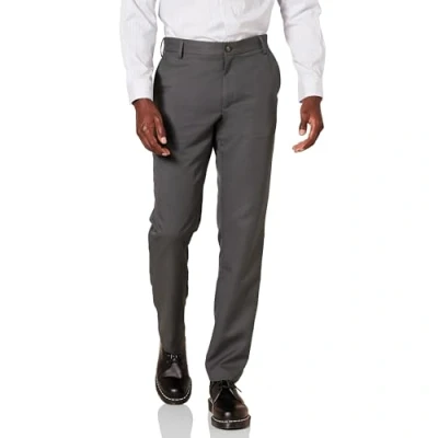 Image of Amazon Essentials Men&#039;s Slim Fit Flat Front Dress Trousers, Dark Grey, 32W / 32L