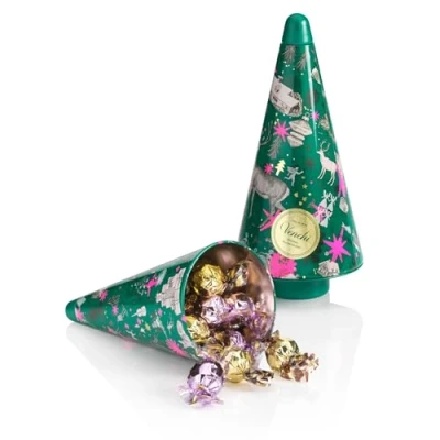 Image of Venchi Christmas Collection Tree tin with Assorted Pearl Chocolates, 112 g Gift Idea Gluten Free