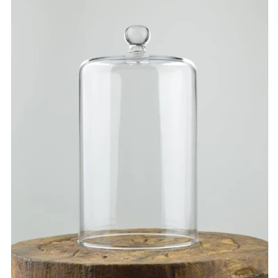 Image of EMH Handmade Glass Display Cover Cloche Bell Dome With Knob Tall 18.5 cm x 10.5