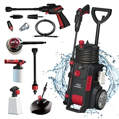Image of Ewbank EW6160 AQUABLAST160 High Power Pressure Washer, 160 Bar / 2320 PSI, 2200 Watts, Adjustable Nozzle with Snow Foam Function, Outdoor Home, Patio &amp; Car Cleaner, Red/Black