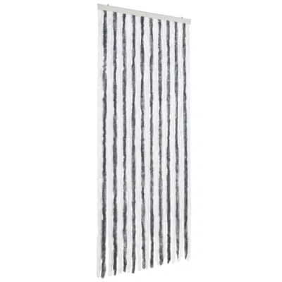 Image of vidaXL Insect Curtain 90x220 cm Adjustable Chenille Protection for Door, Waterproof, Easy Clean, Grey and White