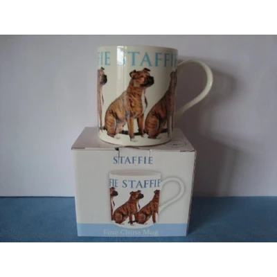 Image of Brindle Staffie Fine China Windsor Mug Modern Design