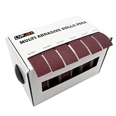 Image of LYFJXX Emery Cloth Roll, 6 Grits Abrasive Sand Paper Roll for Woodworking, 80 150 240 320 400 600 Grit Sandpaper Metal, Each 8 Meters