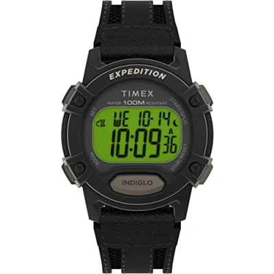 Image of Timex Expedition Men&#039;s 41mm Black Leather and Fabric Strap Sport Watch TW4B25200