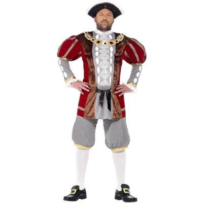 Image of Smiffys Deluxe Henry VIII Costume, Red, L Size 42 44
