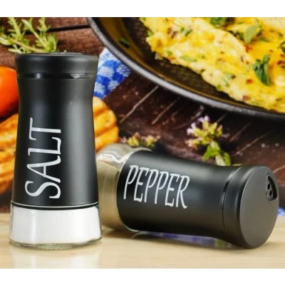 Image of CCHONG Pack of 2 Salt and Pepper Pots Shaker Set Pot Kitchen Accessories (Black)