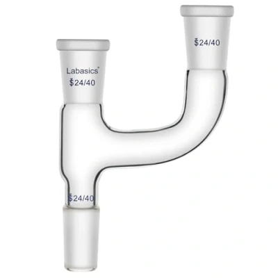 Image of Labasics Borosilicate Glass Distillation Adapter, 3 Way Claisen Distilling Adapter with 24/40 Joints Chemistry Apparatus Lab Glassware