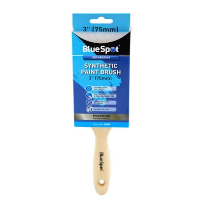 Image of Blue Spot Tools 36006 3&quot; (75mm) Synthetic Paint Brush With Wooden Handle, No Bristle Loss