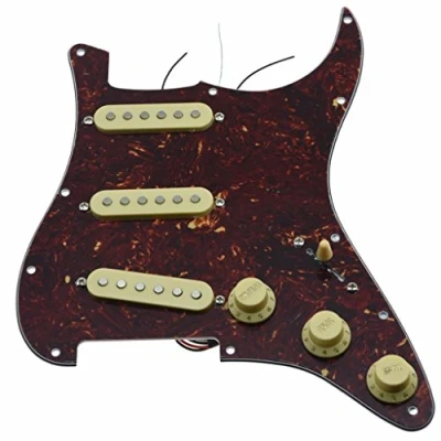 Image of Dopro Custom Loaded Strat SSS Pickguard Prewired ST With Ceramic Pickups for USA/Mexican Fender Vintage Tortoise Cream Covers and Knobs