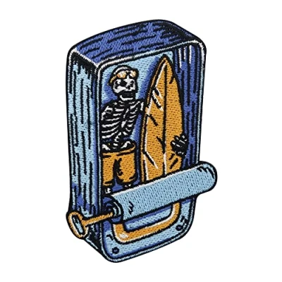 Image of Surfer Skeleton Iron On Patch Sea Embroidery Patch, Surf ironable Lake Badges Finally Home