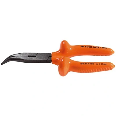 Image of FACOM Pliers with semi Circular Jaws Extra Long, Curved, Length 200 mm, 1000 Volts, 1 Piece, 195.20AVSE