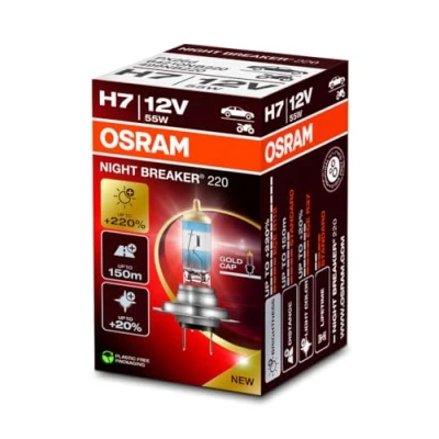 Image of OSRAM NIGHT BREAKER 220, H7, +220% more brightness, halogen headlight lamp, 64210NB220, Folding Box (1 lamp)