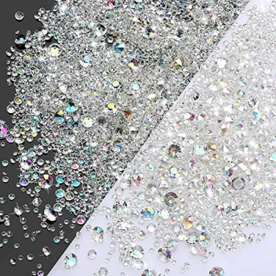 Image of KEUGT 4200 Pcs Colored Rhinestones Acrylic Diamonds Dining Table Crystals Clear Gemstones Wedding Confetti For Decorating Party, Table, Vase Filler (AB color)