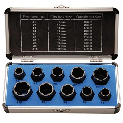 Image of BGS Diy 20210 twist Socket Set (Spiral Profile) / Screw Extractor 10 mm (3/8&quot;) Drive type 9 19 pcs.